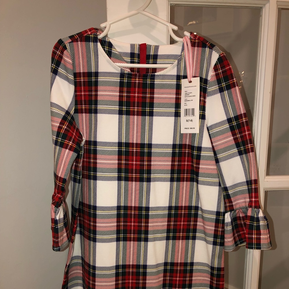 Vineyard Vines plaid holiday girls dress small 7-8 new with tags